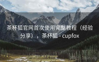 茶杯狐官网首次使用完整教程（经验分享），茶杯狐 - cupfox