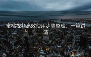 蜜桃视频高效使用步骤整理：一篇讲清