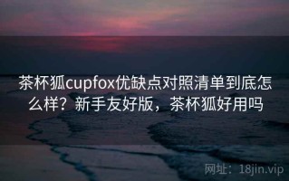 茶杯狐cupfox优缺点对照清单到底怎么样？新手友好版，茶杯狐好用吗