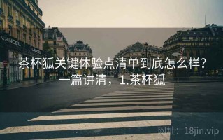 茶杯狐关键体验点清单到底怎么样？一篇讲清，1.茶杯狐
