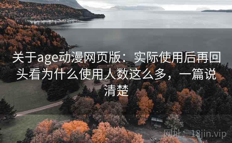 关于age动漫网页版：实际使用后再回头看为什么使用人数这么多，一篇说清楚