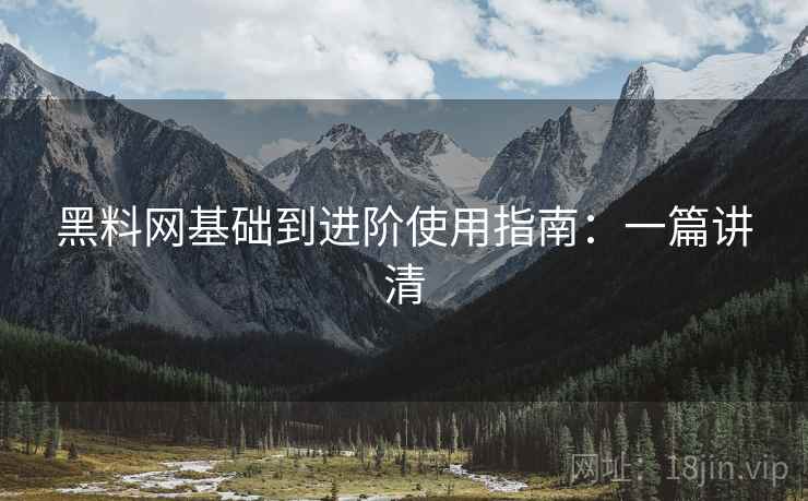 黑料网基础到进阶使用指南：一篇讲清